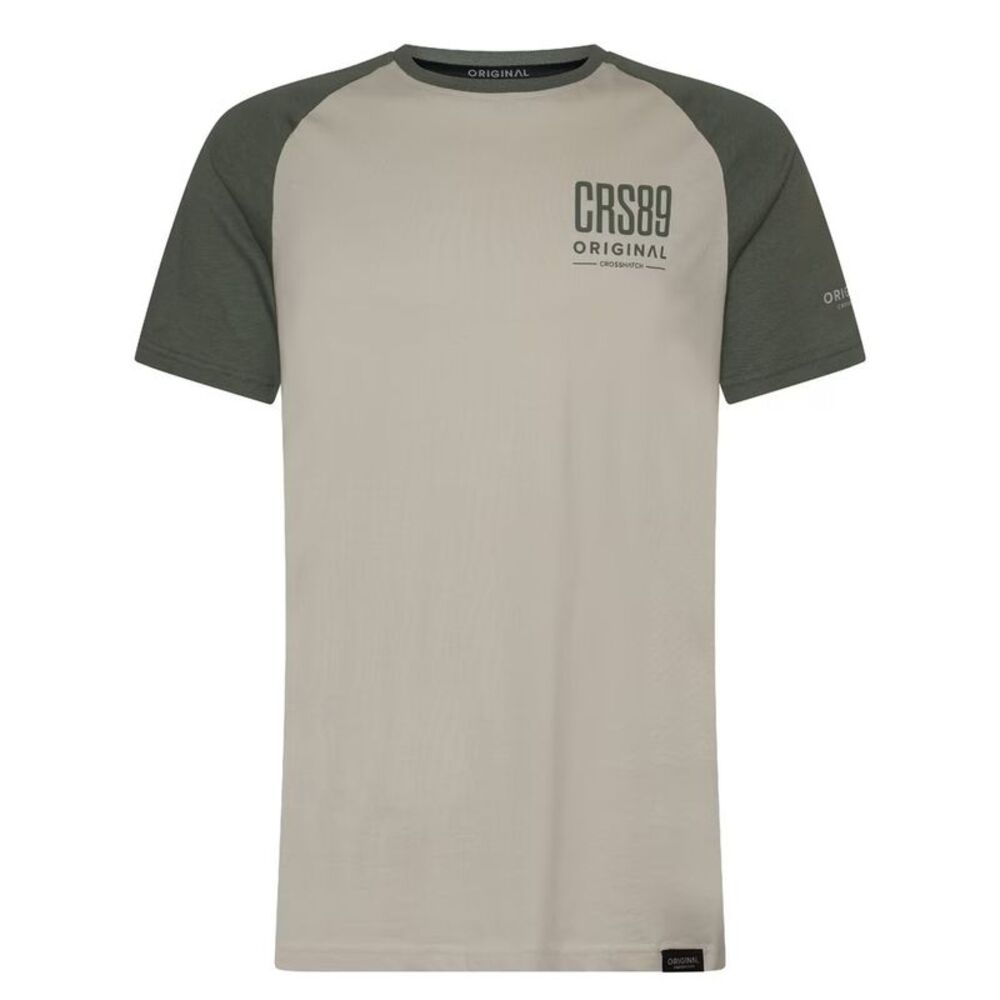 Crosshatch Mens Bretsby Logo Cotton T-Shirt / Olive